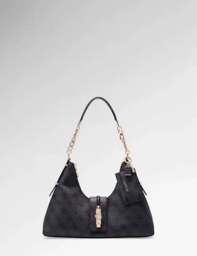 Guess Yvonne Logo Hobo Bag | Coal