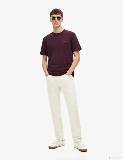 Lacoste Mens Classic Fit Cotton Pique T-Shirt | Burgundy