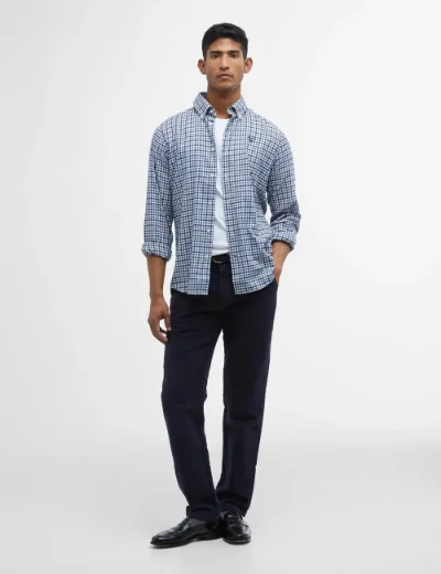 Barbour Mens Finkle Tailored Check Shirt | Classic Navy