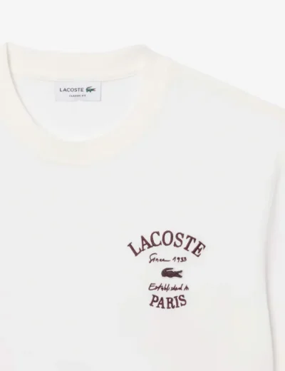Lacoste Mens Embroidered Paris Logo T-Shirt | Cream