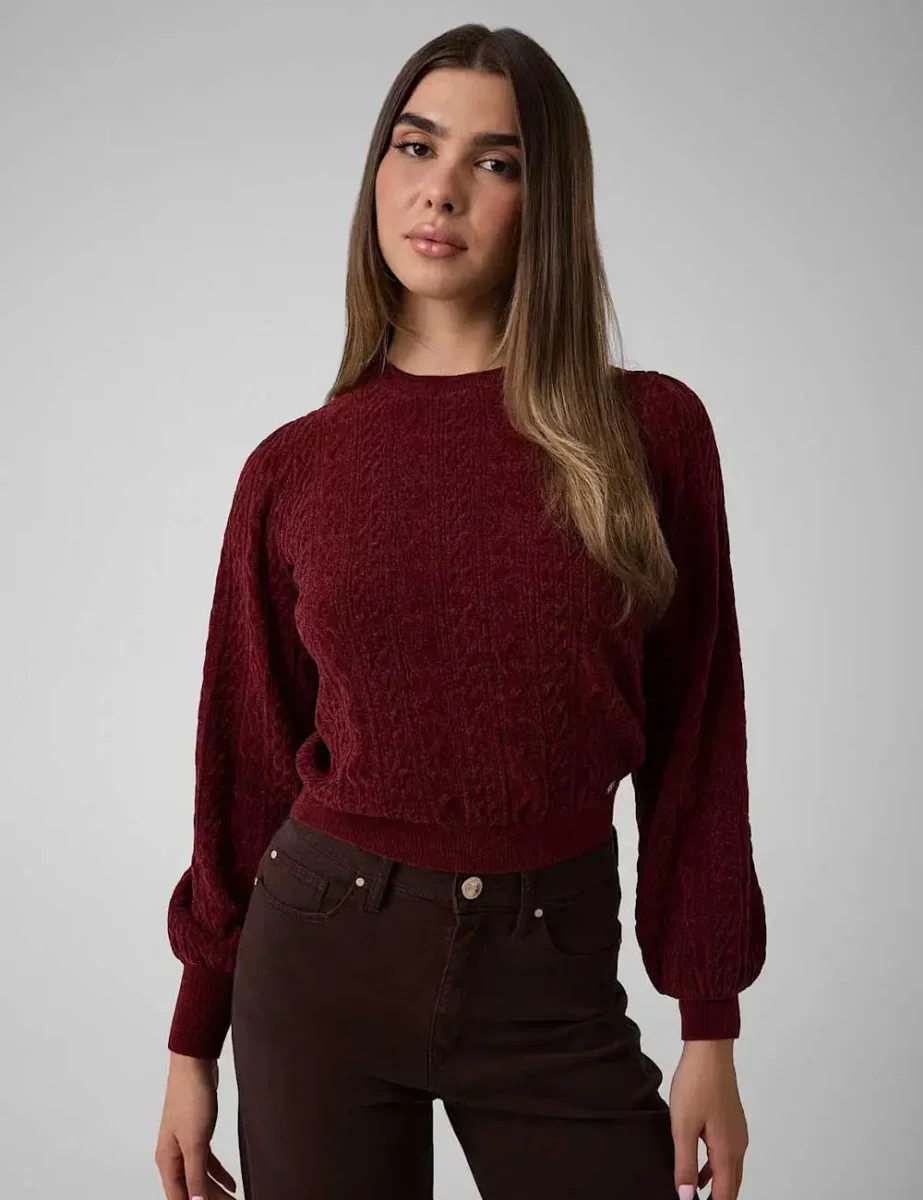 Guess Womens Joanna Crew Neck Sweater | Red