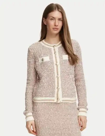 Guess Womens Aomori Textured Knit Cardigan | Beige